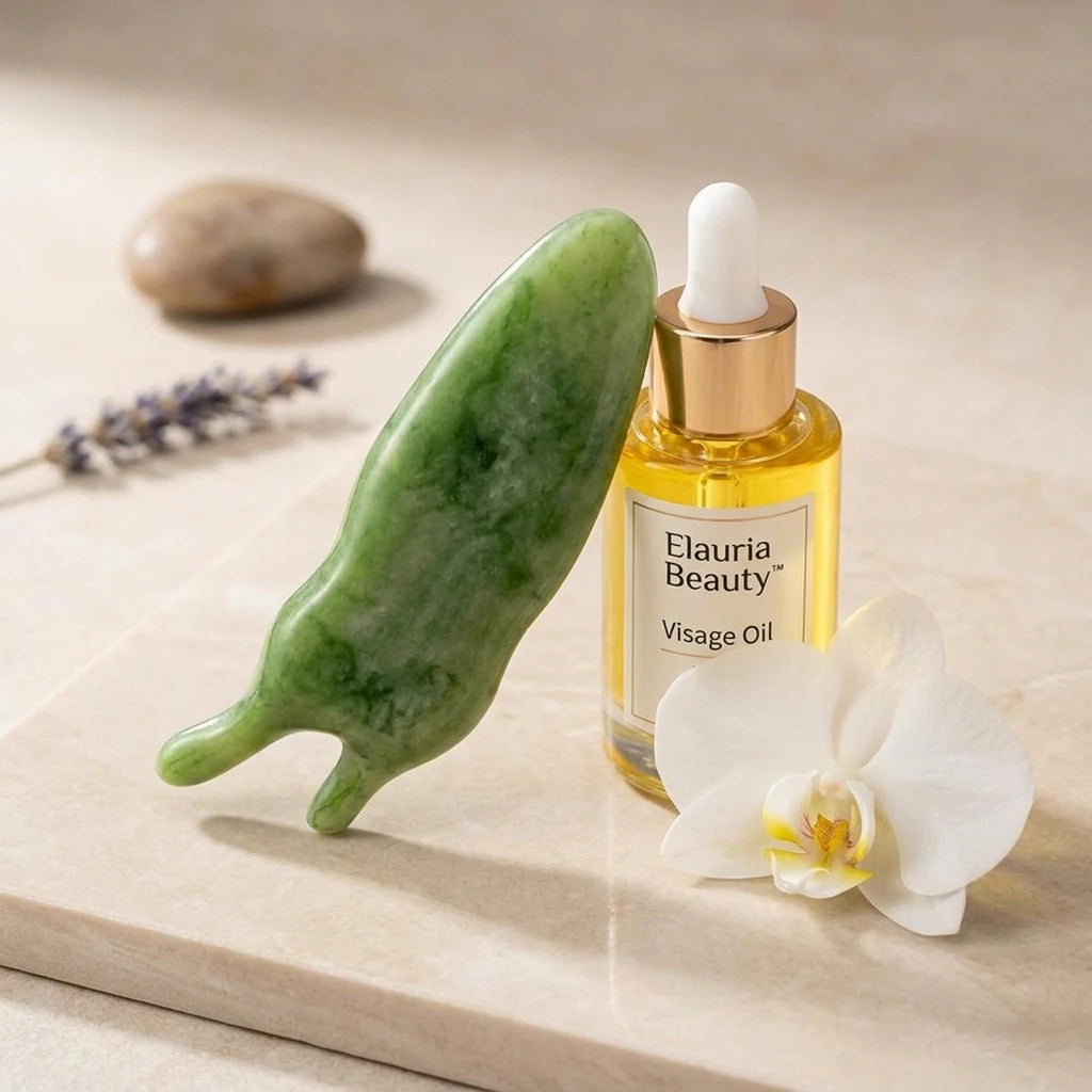 Elauria Beauty™ Gua Sha Visage – Étape Glow du Rituel (Facial Sculpting Stone)